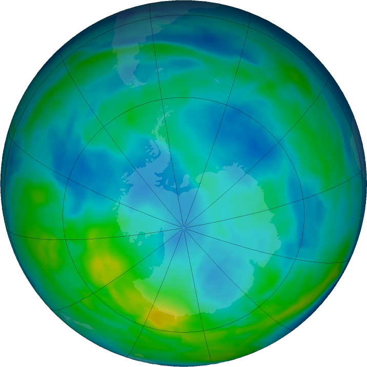 Antarctic ozone map for 10 June 2019